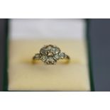 A 9 carat gold QVC aquamarine and diamond cluster ring, finger size O, 2.