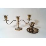 A loaded silver three light candelabra, Birmingham 1970, 19 cm high, 34.