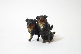 A cold painted bronze group of two collie dogs, unsigned, 5.