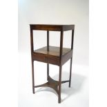 A George III style mahogany two tier wash stand, with single drawer,