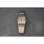 Omega, Deville, a mid-size stainless steel tonneau-shaped quartz bracelet watch,