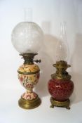 A Victorian F.S. & Co Duplex oil lamp, together with an Albion Company Rippingilles No 3 Duplex oil