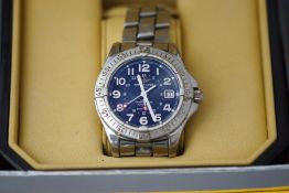 A Breitling GMT Colt chronometer gentleman's wristwatch, 766542, 2004, with blued/black dial,