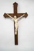 A late Victorian ivory figure of Christ on the cross,