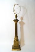 A brass Corinthian column table lamp,