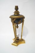 An Empire style brass table lamp,