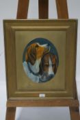 E J Silverthorne, Oval portrait of two foxhounds, Oil on artists' board, signed and dated 1918,