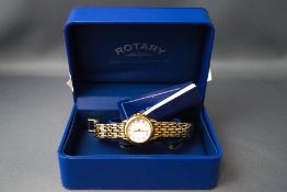 A ladies gold plated Rotary watch with original case