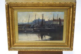 Stirling Patterson (Scottish School), Harbour Scene, oil on board, signed lower right,