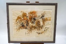 Julian Meredith, Pigeons, Monoprint, Signed lower right,