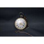 A silver coloured fob watch, the case stamped '935',