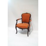 A French style mahogany elbow chair,