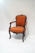 A French style mahogany elbow chair,