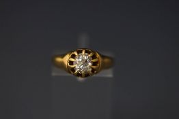 A gentleman's single stone diamond ring, stamped '18ct',