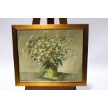 Brian Bennett, Still Life with wild flowers in a vase, Oil on canvas, Signed lower left,