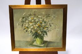 Brian Bennett, Still Life with wild flowers in a vase, Oil on canvas, Signed lower left,