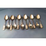 A set of six Victorian Exeter silver fiddle pattern tea spoons,