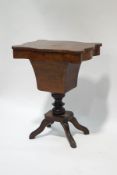 A Victorian walnut sewing table,