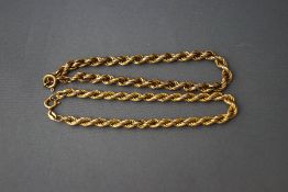 A 9 carat gold bracelet, of hollow rope links; with another similar bracelet; 7.