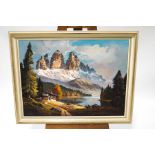 Wolfgang Heinze, Alpine scene, Oil on canvas, Signed lower left,