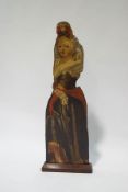 An 18th century dummy board, painted as a young lady in her finery, 102cm high,