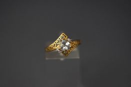 A 9 carat gold cubic zirconia set ring, finger size N1/2, 2.