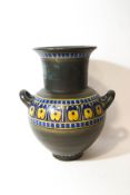 A Liberty pottery two handled vase, painted factory marks to base,
