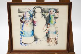 Cecily Sash (South African) born 1925, 'African Dolls', Watercolour and pencil, 32.5cm x 38.