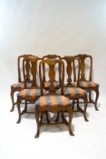 A set of six Queen Anne style dining chairs with vase shaped splats,