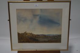 Alison C Musker (b.1938), Hillside town, Watercolour, signed lower right, 40cm x 51.