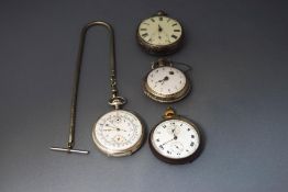 A French 19th century open faced pocket watch, originally a pair cased example,