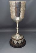 A late Victorian silver trophy cup, by G.M.Jackson, London 1896, 24 cm high, 338 g (10.