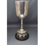 A late Victorian silver trophy cup, by G.M.Jackson, London 1896, 24 cm high, 338 g (10.