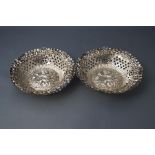 A pair of silver bonbon dishes, by Mappin Brothers, Birmingham 1900, of circular outline,