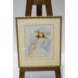 Frank Insall, Study of a girl wearing a hat, Watercolour, Signed lower right, 40cm x 30.