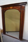A large Edwardian over-mantel mirror with Classical inlaid decoration,