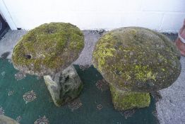 Two weathered staddlestones,