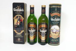 Two bottles of Glenfiddich whiskey,