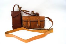 A tan leather cartridge bag,