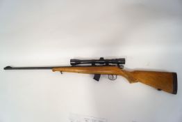 A Bruno .22 TF rifle with a weaver scope NB.