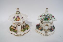 Two 19th century Staffordshire pastille burner cottages,