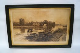 H R Robertson after Tom Lloyd(?), late 19th/early 20th century, Punting on the River, Engraving,