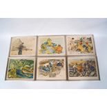 After Mathurin Meheut (1882-1958) Fishing and sailing scenes Coloured prints,