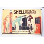 Six 1960s Shell Motoring Oil posters, reproduced from the 1920s & 30s originals,