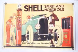Six 1960s Shell Motoring Oil posters, reproduced from the 1920s & 30s originals,