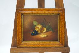 English School, 19th century, Still life of a Rose and Pansy, Oil on board, 22cm x 29.