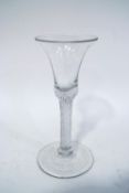 A late 18th century wine glass, with bell shaped bowl upon a spiral twist stem,