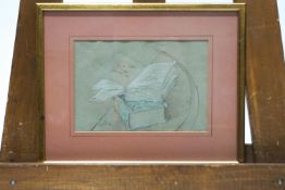 Maxwell Armfield, Study of two books, pencil and watercolour, signed with monogram,