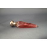 A red and clear glass scent bottle, of tapering shape,