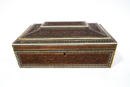 An early 20th century Indian hardwood and ivory mounted box,